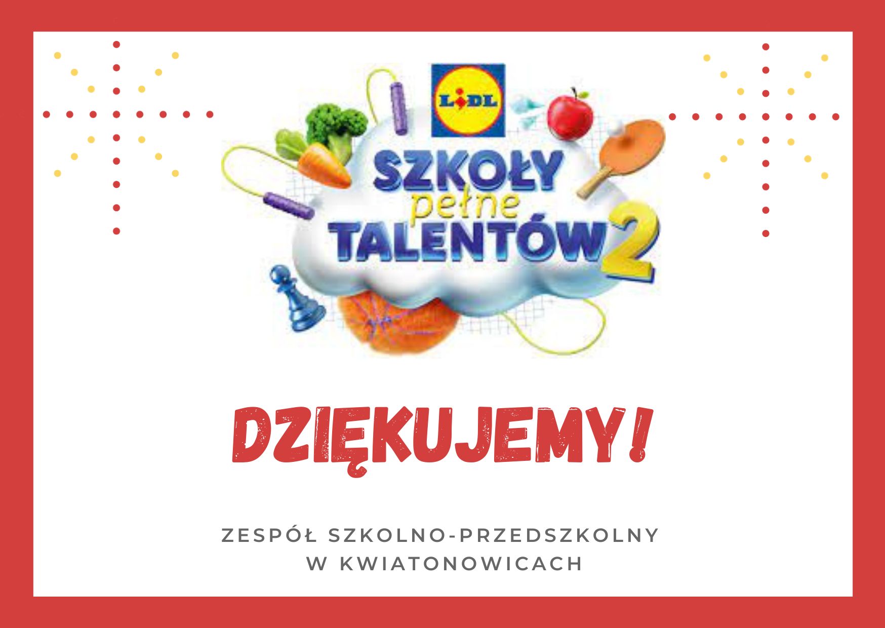 Podziękowanie za udział w akcji "Szkoły pełne talentów"